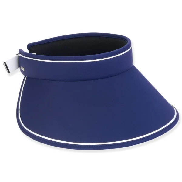 Women's Navy Blue, 87% Chinlon/13% Spandex Visor, Brim 4.75" | Sun N Sand | HH3156 D