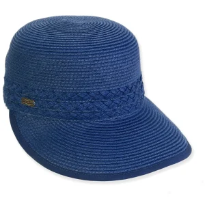 Women's Navy, Paperbraid Cap, Brim 4" | Sun N Sand | HH3179 F