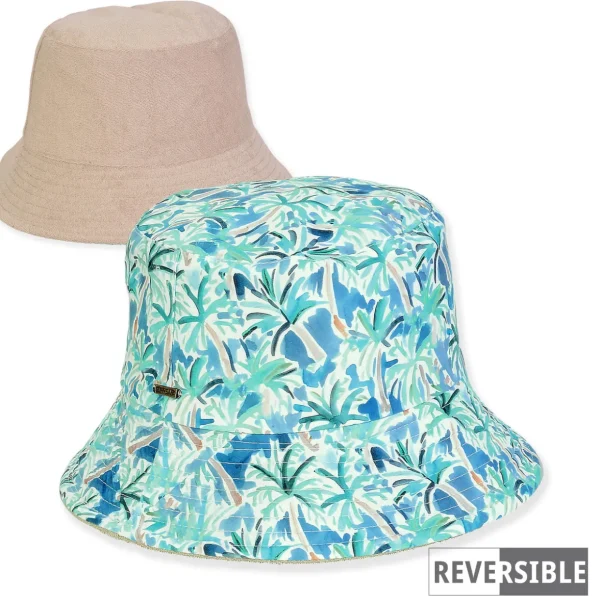 Women's Palm Tree, Cotton/Terry Bucket, Brim 2.5" | Sun N Sand | HH3419