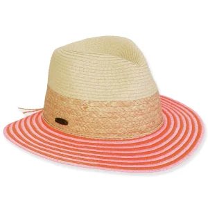 Women's Pink, 40% Raffia/60% Paperbraid Safari, Brim 2.5" | Caribbean Joe | HCJ441 A