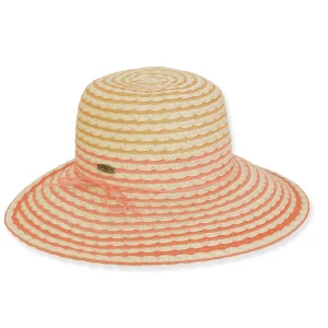 Women's Pink Multi, Paperbraid Backless, Brim 4" | Caribbean Joe | HCJ438 A