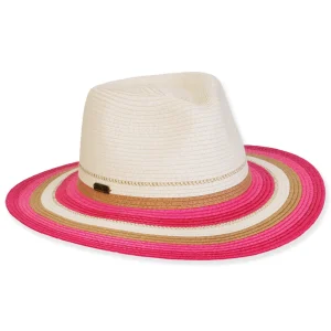 Women's Pink Multi, Paperbraid Safari, Brim 3.5" | Caribbean Joe | HCJ439 A
