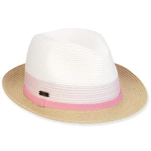 Women's Pink, Paperbraid Fedora, Brim 2" | Sun N Sand | HH3278 A
