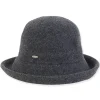 Women's Soft Wool Cloche Up-Brim Faux Suede Trim | AD1435