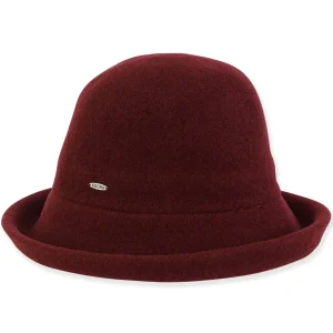 Women's Soft Wool Cloche Up-Brim Faux Suede Trim | AD1435
