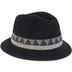 Women's Soft Wool Fedora Faux Suede Trim | AD1457
