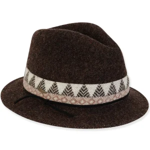 Women's Soft Wool Fedora Faux Suede Trim | AD1457