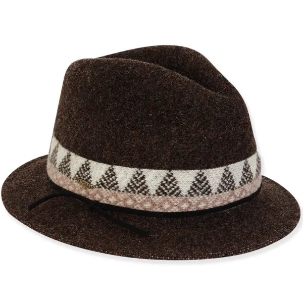 Women's Soft Wool Fedora Faux Suede Trim | AD1457