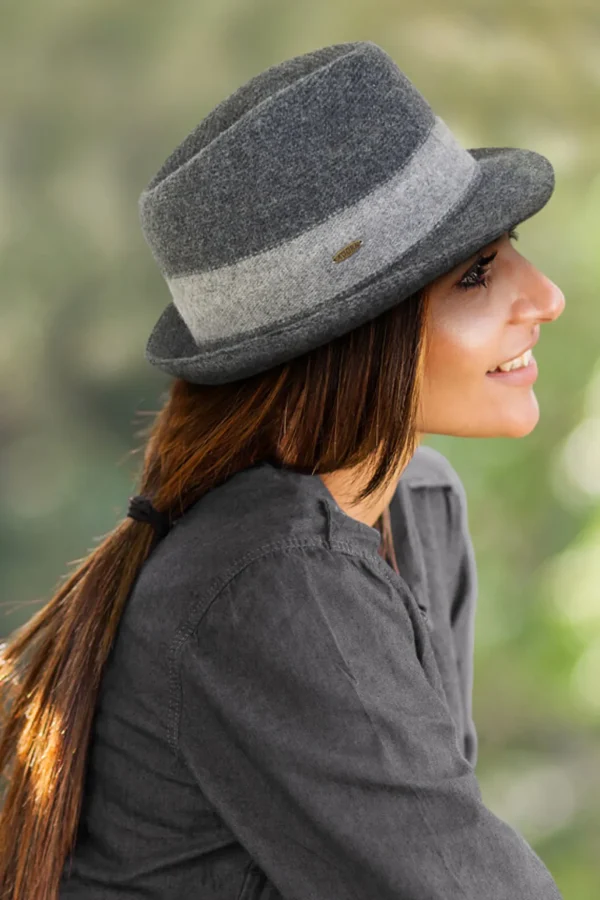Women's Soft Wool Fedora Contrast Trim | AD1455