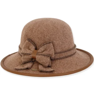 Women's Soft Wool Floppy Self Bow Faux Leather Trim | AD1437