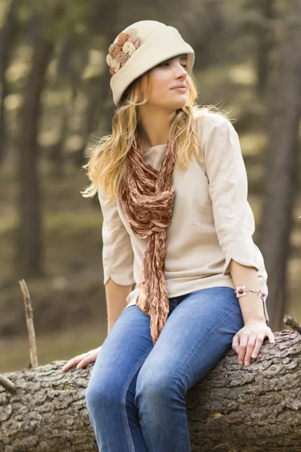 Women's Soft Wool Turban Rosette Trim | AD1447