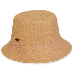 Women's Tan, Paper Straw Bucket, Brim 2.75" | Sun N Sand | HH3375 B