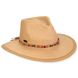 Women's Tan, Paper Straw Safari, Brim 3.5" | Sun N Sand | HH3371 B