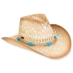 Women's Tan, Paper Straw Western, Brim 3.5" | Sun N Sand | HH3296