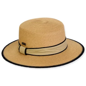 Women's Tan, Paperbraid Boater, Brim 2.75" | Sun N Sand | HH3210 B