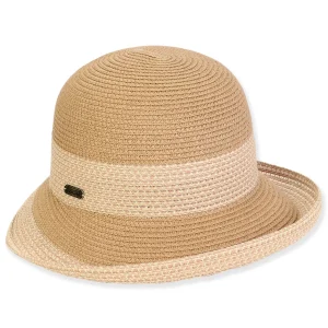 Women's Tan, Paperbraid Bucket, Brim 3.25"-2" On Side UpTurn | Sun N Sand | HH3228 B