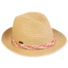 Women's Tan, Paperbraid Fedora, Brim 2" | Sun N Sand | HH3276 B
