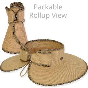 Women's Tan, Paperbraid Visor, Brim 4.5" | Sun N Sand | HH3327 B