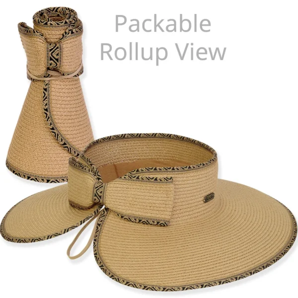 Women's Tan, Paperbraid Visor, Brim 4.5" | Sun N Sand | HH3327 B