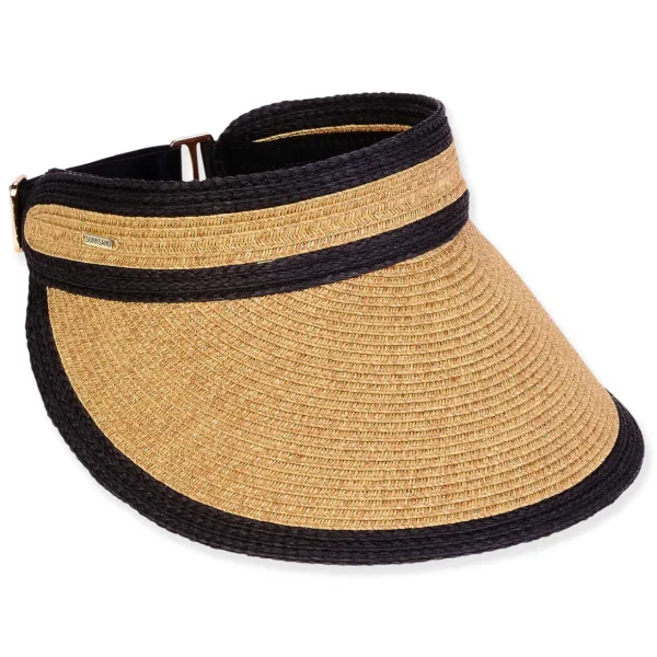 Women's Tan, Paperbraid (with Lurex) Metallic Visor, Brim 4.5" | Sun N Sand | HH3313 B