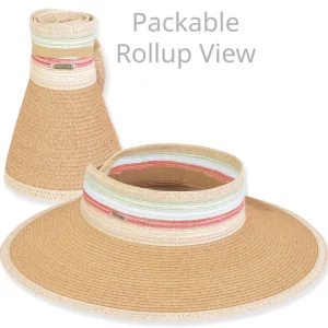 Women's Tan, Paperbraid/Poly Braid Visor, Brim 4" | Sun N Sand | HH3424 B