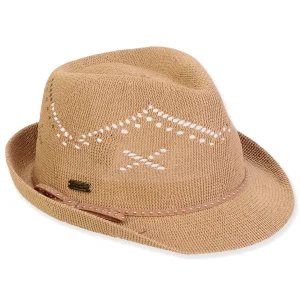 Women's Tan, Polyester Fedora, Brim 2" | Sun N Sand | HH3341 B