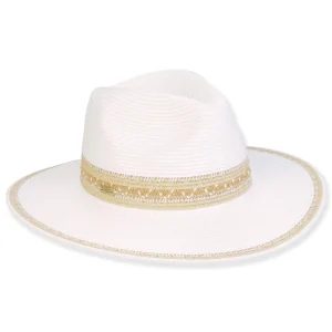 Women's White, Paperbraid Safari, Brim 3" | Sun N Sand | HH3270 A