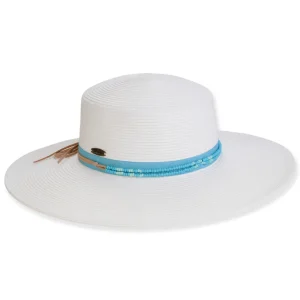 Women's White, Paperbraid Flat Top Floppy, Brim 4" | Caribbean Joe | HCJ432