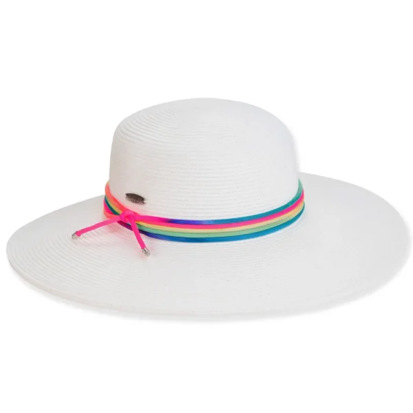 Women's White, Paperbraid Floppy, Brim 4" | Caribbean Joe | HCJ430
