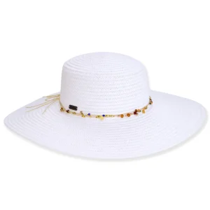 Women's White, Paperbraid Floppy, Brim 4.5" | Sun N Sand | HH3368 A