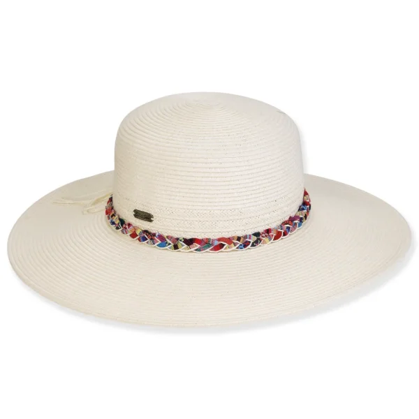 Women's White, Paperbraid Floppy, Brim 4" | Sun N Sand | HH3208 A