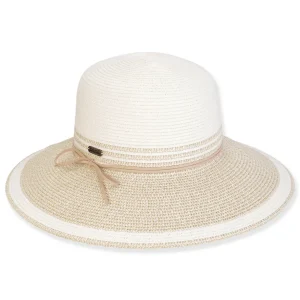 Women's White, Paperbraid Bucket, Brim 4" | Sun N Sand | HH3222 A