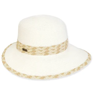 Women's White, Paperbraid Tapered, Brim 3.5"-2" | Sun N Sand | HH3234 A