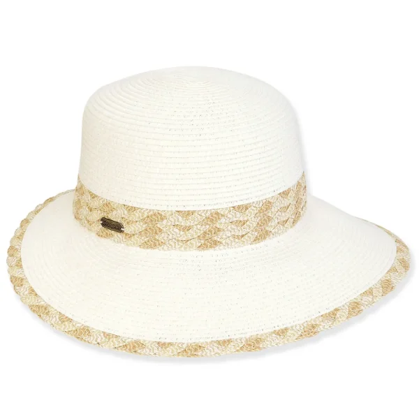 Women's White, Paperbraid Tapered, Brim 3.5"-2" | Sun N Sand | HH3234 A
