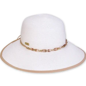 Women's White, Paperbraid Backless, Brim 4" | Sun N Sand | HH3237 A