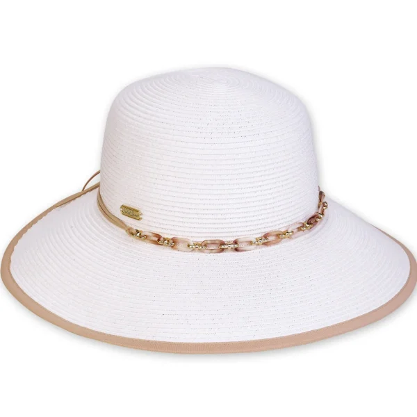 Women's White, Paperbraid Backless, Brim 4" | Sun N Sand | HH3237 A