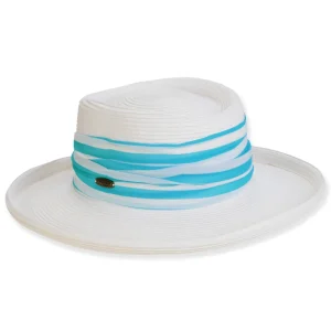 Women's White, Paperbraid Gambler, Brim 3.2"+0.75" Up Turn | Caribbean Joe | HCJ435 A