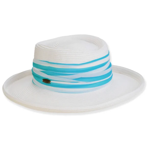 Women's White, Paperbraid Gambler, Brim 3.2"+0.75" Up Turn | Caribbean Joe | HCJ435 A