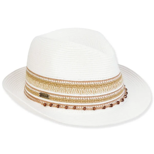 Women's White, Paperbraid Fedora, Brim 2" | Sun N Sand | HH3277 A