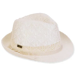 Women's White, Polyester Fedora, Brim 1.75" | Sun N Sand | HH3340 A