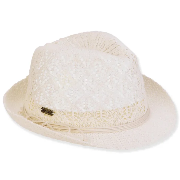 Women's White, Polyester Fedora, Brim 1.75" | Sun N Sand | HH3340 A