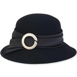 Women's Wool Felt Bucket Satin Trim With Metallic Buckle | AD1413