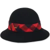 Women's Wool Felt Bucket Checkered Trim | AD1511 B