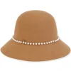 Women's Wool Felt Bucket Faux Pearl Trim | AD1504