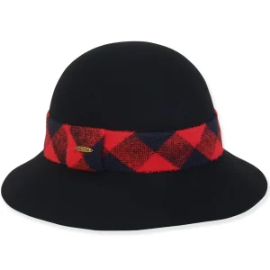 Women's Wool Felt Bucket Checkered Trim | AD1511 B