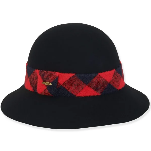 Women's Wool Felt Bucket Checkered Trim | AD1511 B