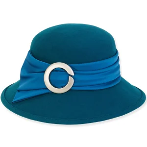 Women's Wool Felt Bucket Satin Trim With Metallic Buckle | AD1413