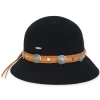 Women's Wool Felt Cloche Faux Leather Concho Stud Band | AD1420 B