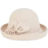 Women's Wool Felt Cloche Self Flower Trim | AD1418