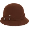 Women's Wool Felt Cloche Self Color Metal Button Trim | AD1427